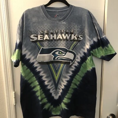 Vintage Seattle Seahawks Mens Shirt XL Tie Dye All Over Print Graphic Crew - Image 1 of 4
