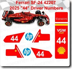 LEGO Ferrari SF-24 42207 Lewis Hamilton 44 Driver Number 2025 Sticker Set - Picture 1 of 1