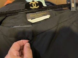 LOUIS VUITTON LV STAGE BEAUTIFUL CLASSIC BLACK UNIFORM PANTS 38 NEW STILL UNHEM - Picture 1 of 6