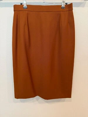Falda lápiz Escada para mujer 100 % lana talla 8/10 marrón óxido abertura carrera empresarial Foto 1 de 4