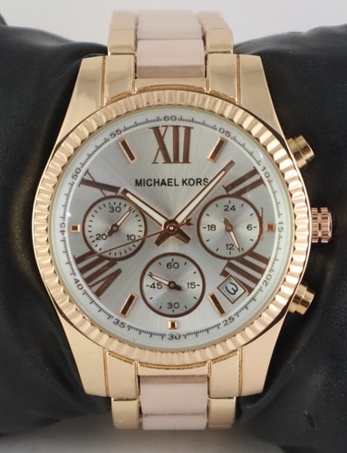 Bellissimo Orologio Da Polso Donna Michael Kors Quarzo Quadrante Argento Ottimo Funzionante
