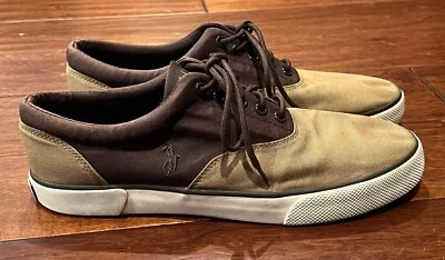 Polo Ralph Lauren Forestmont Sillín Marrón Para Hombres 10.5 Informal Lona Barco Zapatos Foto 1 de 4