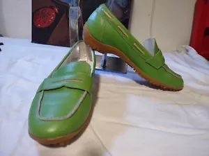 Walter Echt Grün Leder Golf Penny Halbschuhe Schuhe Gr. 6,5 - Bild 1 von 6