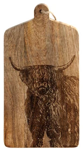 Wooden Cheese Board / Chopping Cutting Board - Highland Cow - 30cm - Picture 1 of 1