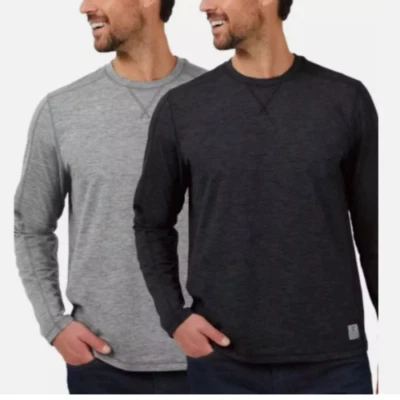 NEW Rugged Elements Men's S 2 Pack Sueded Long Sleeve Crew Small Black & Gray - Image 1 of 4