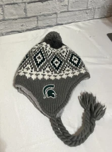 Michigan Spartans Outdoor Winter Multicolored Pom Pom Beanie Hat Cap - Picture 1 of 3