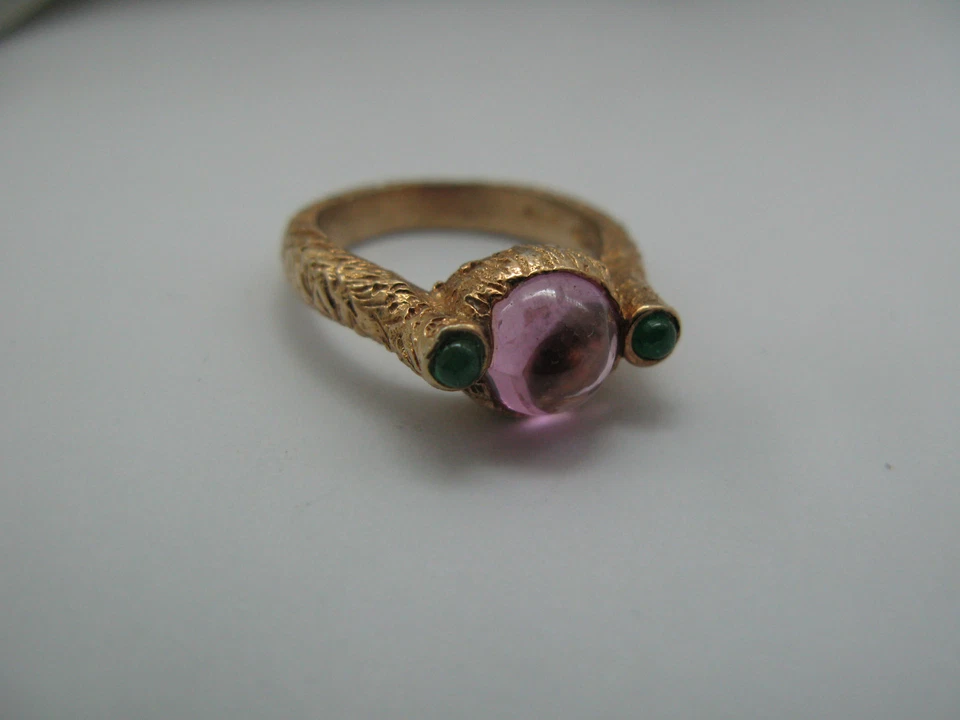 ANELLO 3 CABOCHON MULTICOLORI CON TEXTURE ARTIGIANALE IN ARGENTO 925°°°  - Immagine 1 di 1