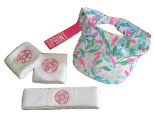 NWT Lilly Pulitzer Holding Court GWP COMPLETE TENNIS SET Wrist Headband & Visor - Picture 1 of 10