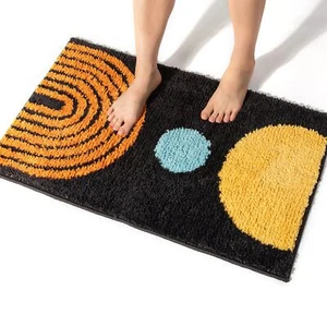 Boho Bathroom Rugs Non-Slip Abstract Bath Rugs Microfiber Cute Mat Black Wash... - Picture 1 of 8