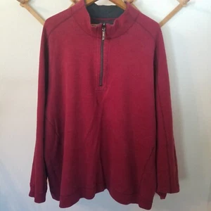 Mens Tommy Bahama Reversible Quarter Zip Pull Over Sweater Sz XL Burgundy Grey  - Picture 1 of 9