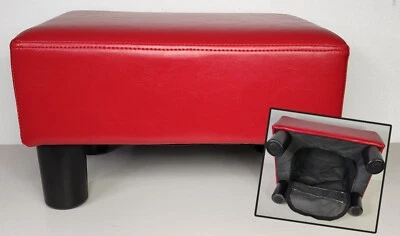 Small Ottoman PU Leather Footrest Modern Footstool Seat w/ ☆Hidden Storage☆ Red - Image 1 of 4