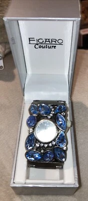 Reloj Pulsera Figaro Couture Tono Plateado Cuadrante Cristal Azul Correa con CAJA-BATES NUEVOS Foto 1 de 4