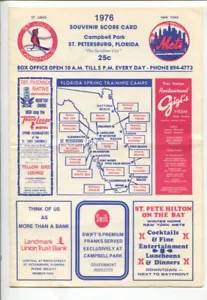 New York Mets vs St Louis cardinals-MLB-Program / Scorecard 1976-St Pete FL-C... - Picture 1 of 1