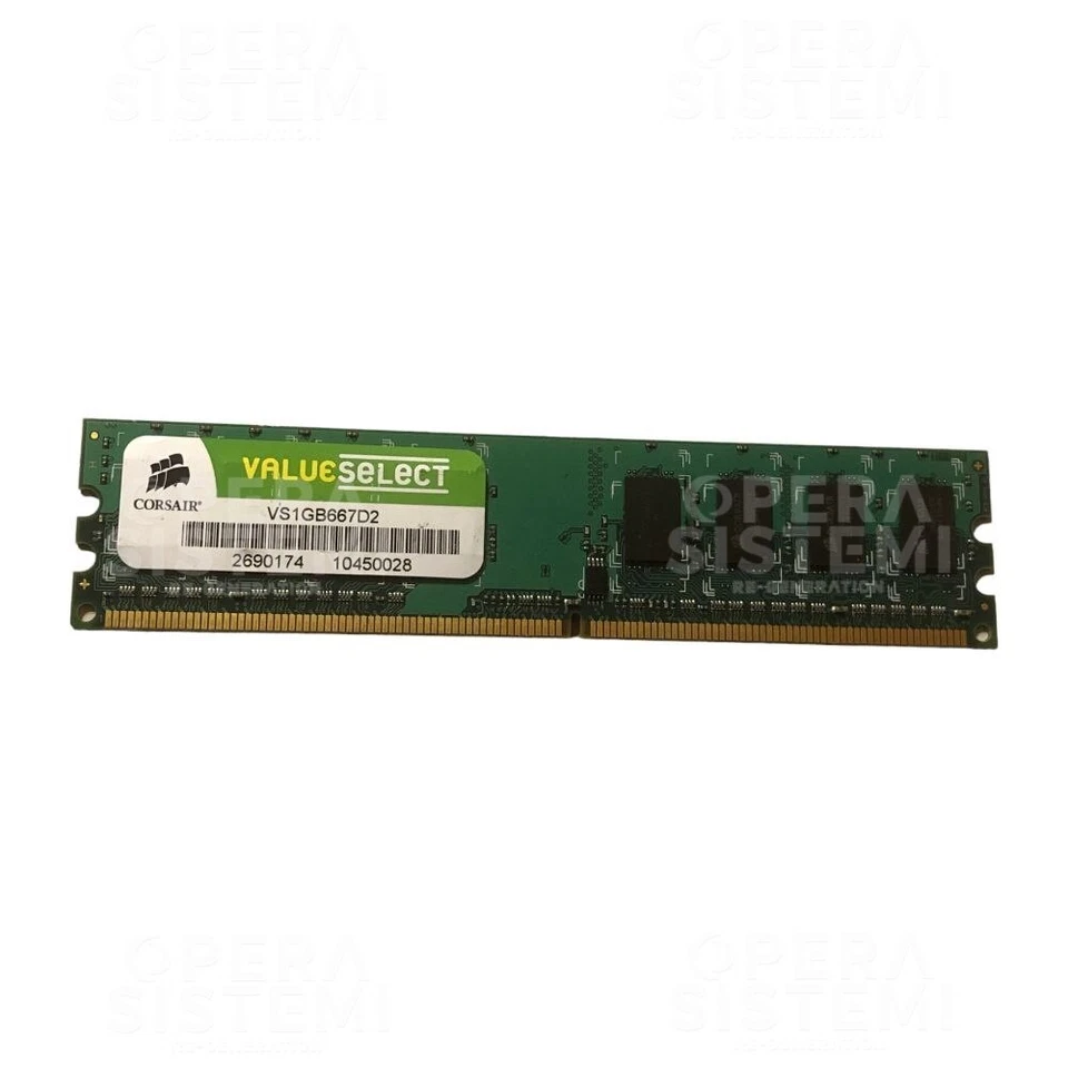 Memoria DDR2 VS1GB667D2 Corsair Value Select 1GB PC2-5300 DDR2-667MHz CL5 240-Pi - Immagine 1 di 1