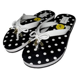 Kate Spade NY Flip Flop White Polka Dot Bow Charm Wedge Sandal Lightweight Mandy - Picture 1 of 24
