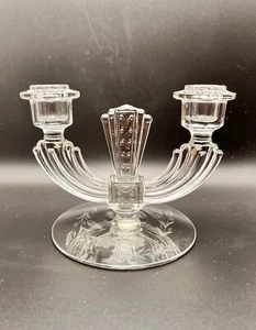 Vtg Tiffin Double Light Candlestick Elegant Depression Glass Franciscan Taper - Picture 1 of 11