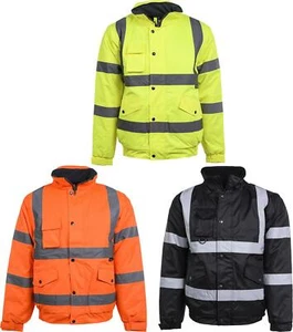 Chaqueta Alta Visibilidad Cintas Reflectantes Invierno e Impermeable Bombardero Abrigo de Seguridad - Imagen 1 de 7