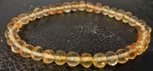 7.5" UNISEX NATURAL HONEY YELLOW GENUINE BALTIC AMBER STRETCH BRACELET - Bild 1 von 3