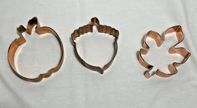 Copper Cookie Cutters Thanksgiving Fall Autumn Acorn Leaf Pumpkin Baking - Image 1 of 4