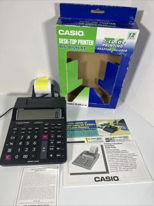Electric Casio Calculator Receipt Printer Built-in HR-170RC Black Tested Works! - Picture 1 of 15