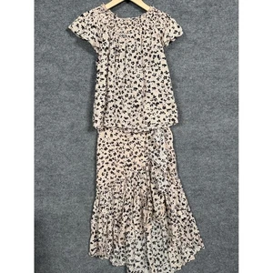 Ulla Johnson Größe 4 gesmoktes Oberteil Wickelrock Outfit Set creme Seide feminin Blumenmuster - Bild 1 von 19