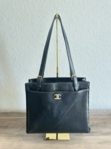 Chanel Large Timeless Black Caviar Tote with 24k Gold Turnlock - Picture 1 of 8