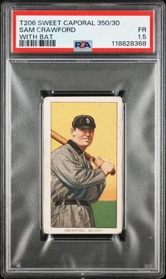1909-11 T206 SWEET CAPORAL 350/30 WITH BAT SAM CRAWFORD PSA 1.5 - Image 1 of 2