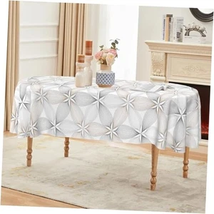 Oval Tablecloth 60 x 84 Inch Geometric Flower 84" x 60" (Oval) Modern Abstract - Picture 1 of 8