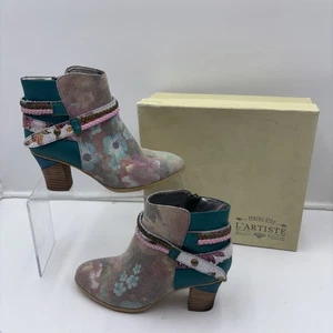 Stivaletto L'Artiste Spring Step Gaviva donna 7,5-8 pelle turchese floreale 38 - Foto 1 di 24