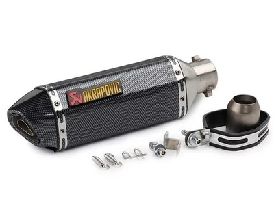 🇮🇹TERMINALE MOTO SCARICO UNIVERSALE 36-51 mm  replica Akrapovic  Satinato - Immagine 1 di 4