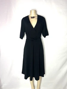 ABITO TALBOTS NERO STRECH PONTE MAGLIA SCOLLO A V VESTIBILITÀ E SVASATO TAGLIA XL - Foto 1 di 3