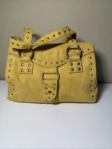 Banana Republic Yellow Vegan Suede Boho Shoulder Bag Rivets - Picture 1 of 15