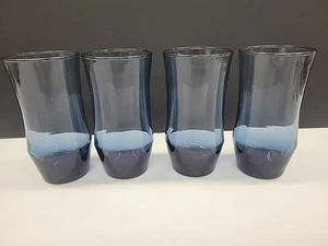 4 Libbey Apollo Blau 13 Oz Flache Becher Set Vintage Trinken Retro Gläser Posten - Bild 1 von 6