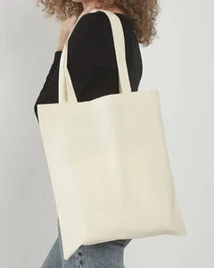 100 % Baumwolle Canvas Einkaufstasche Uni Natur Shopping Schultertasche Shopper Taschen - Bild 1 von 11