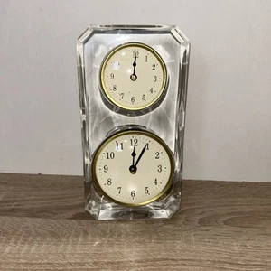 Pottery Barn Dual Clock In Acrylic Tower - Picture 1 of 16