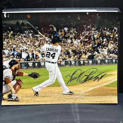 Foto autografada de Miguel Cabrera Detroit Tigers 11x14 assinada Beckett BAS CERTIFICADO DE AUTENTICIDADE - Imagem 1 de 3