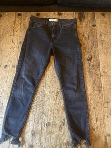 Topshop Jamie Black Skinny Jeans W28 L28, Frayed Ankle Design Super Stretchy - Picture 1 of 4