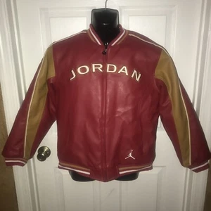 Vintage Air Jordan 23 Faux Leather Varsity Bomber Jacket Youth Large (16/18) - Picture 1 of 12
