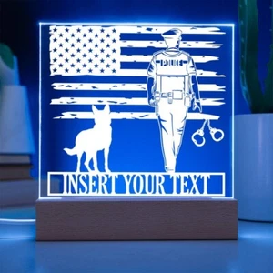 Personalized US Police Officer Name Acrylic Sign. Custom K9 Dog LED Plaque Gift - Picture 1 of 10