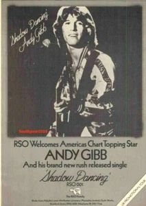 1978 Andy Gibb "Shadow Dancing" Song Release Music Industry Promo Reprint Ad - Picture 1 of 1