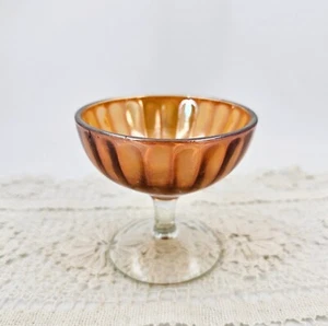Vintage Art Deco Amber Depression Glass Footed Dish Sundae Sherbet Sweets Bowl - Picture 1 of 7