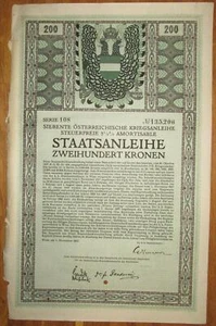 ÖSTERREICH AUSTRIA 7. Kriegsanleihe 200 Kronen 1917 Austrian War Loan - Bild 1 von 1