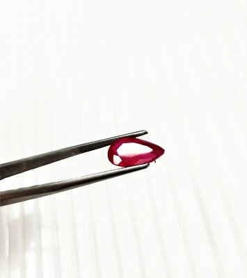 Ruby Imitation Pear 8x14mm Faceted Cut Gemstone 1 Piece 5.35Cts Free Shipping - Image 1 of 4