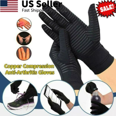 Guantes de compresión para artritis de cobre dedos completos soporte para manos alivio del dolor articular Foto 1 de 4