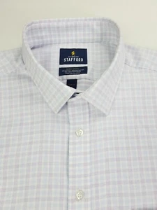 Stafford Slim Fit Size XL 17-17.5 32-33 Mens White Purple Blue Check Shirt NWT - Picture 1 of 11