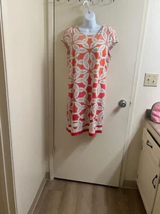 DressBarn Camryn Signature Stretch Short Sleeve Peach/Pink Gray Ombre Dress - Picture 1 of 18