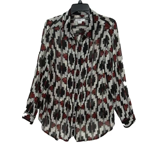 Top donna Liz Claiborne taglia 1X multicolore trasparente con bottoni colletto manica lunga - Foto 1 di 13