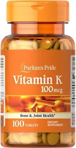 Puritan's Pride Vitamin K 100 Mcg Supports Bone and Joint Health, 100 Tablets - Picture 1 of 5