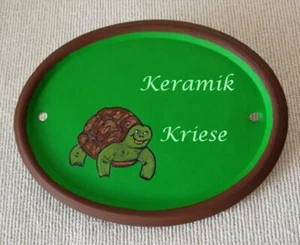 HDA-1347 - Keramik-Türschild - Schildkröte - grün - Handarbeit - Unikat - Bild 1 von 2