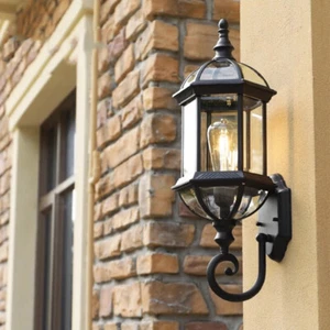 Outdoor Wall Light Garden Wall Lamp Glass Yard Wall Sconce Porch Wall Lantern - Picture 1 of 15